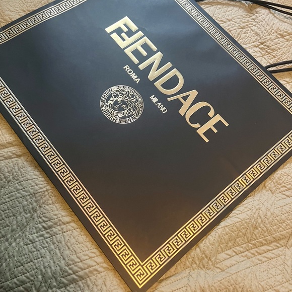 22 x 18.5 Fendi x Versace Fendace Paper Shopping Bag Gift Black & Gold - Picture 3 of 4